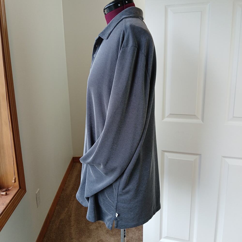 Tommy Bahama Paradiso Cove Long-Sleeve Polo XXL Big &Tall tencel blend dark grey - Picture 3 of 15